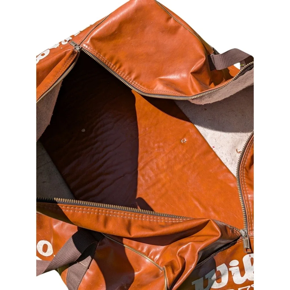 Vintage Wilson NFL Duffle Bag Brown Vinyl Gym Travel Football Equipment‎ Bag USA